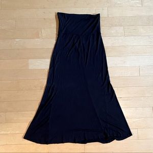 Black Cotton Blend Maxi Skirt